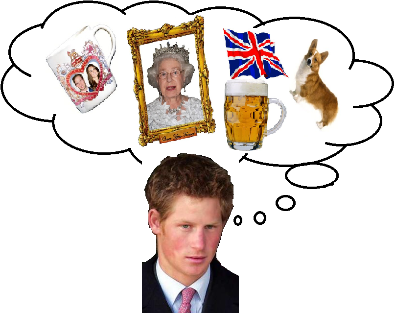 Une Queen Mum, un mug, une bière, un cooggie : pas de doute, on est bien en Grande-Bretagne !