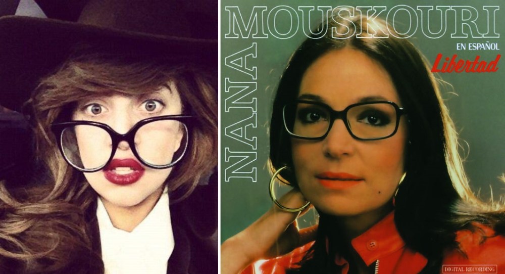 Lady Gaga versus Nana Mouskouri. Nana, elle, ne triche pas. Elle est vraiment myope et c'est pas du chiqué !