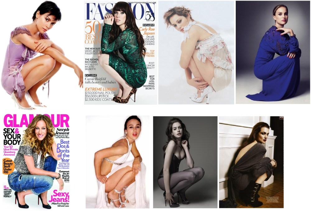 Compilation de pose "à croupetons", des années 90 à nos jours. Manifestement, les actrices d'Hollywood connaissent très bien les WC à la turque...