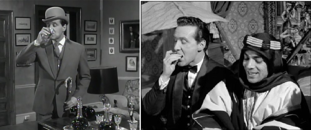 Avec John Steed, pas de privation : il n'y a pas d'heure pour se faire un petit plaisir ou boire un sherry...