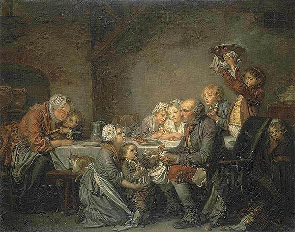 "Courage, il y en a encore une deuxième qui arrive..." ( Tableau Le gâteau des rois " de J.B Greuze). 
