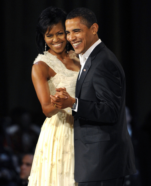 President Barack Obama and his wife Michelle dance during the Commander in Chief's Ball at the National Building Museum in Washington January 20 2009 . AFP PHOTO / TIMOTHY A. CLARY (Photo credit should read TIMOTHY A. CLARY/AFP/Getty Images)