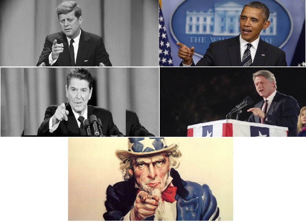 Depuis Uncle Sam, tous les présidents américains ont le réflexe pavlovien du doigt pointé vers l'assistance avec autorité.